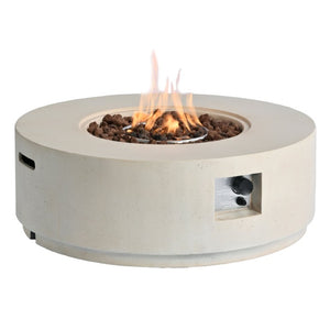 English Elm U_style Outdoor MGO Fire Pit Set with Faux Stone Finish and Propane Tank Cover Table WY000530AAA
