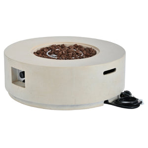 English Elm U_style Outdoor MGO Fire Pit Set with Faux Stone Finish and Propane Tank Cover Table WY000530AAA