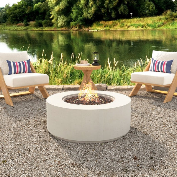 English Elm U_style Outdoor MGO Fire Pit Set with Faux Stone Finish and Propane Tank Cover Table WY000530AAA