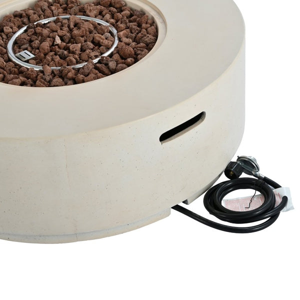 English Elm U_style Outdoor MGO Fire Pit Set with Faux Stone Finish and Propane Tank Cover Table WY000530AAA