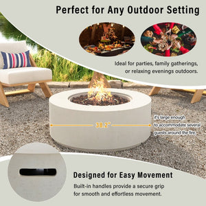 English Elm U_style Outdoor MGO Fire Pit Set with Faux Stone Finish and Propane Tank Cover Table WY000530AAA