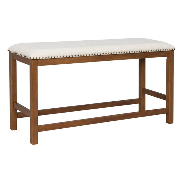 English Elm U_style Rubberwood Expandable Farmhouse Counter Pub Set with Bench Four Chairs Brown WY000534AAD