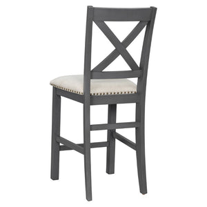 English Elm U_style Rubberwood Expandable Farmhouse Counter Pub Set with Bench Four Chairs Grey WY000534AAE
