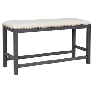 English Elm U_style Rubberwood Expandable Farmhouse Counter Pub Set with Bench Four Chairs Grey WY000534AAE