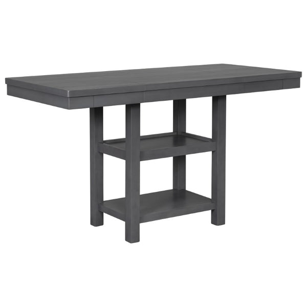 English Elm U_style Rubberwood Expandable Farmhouse Counter Pub Set with Bench Four Chairs Grey WY000534AAE