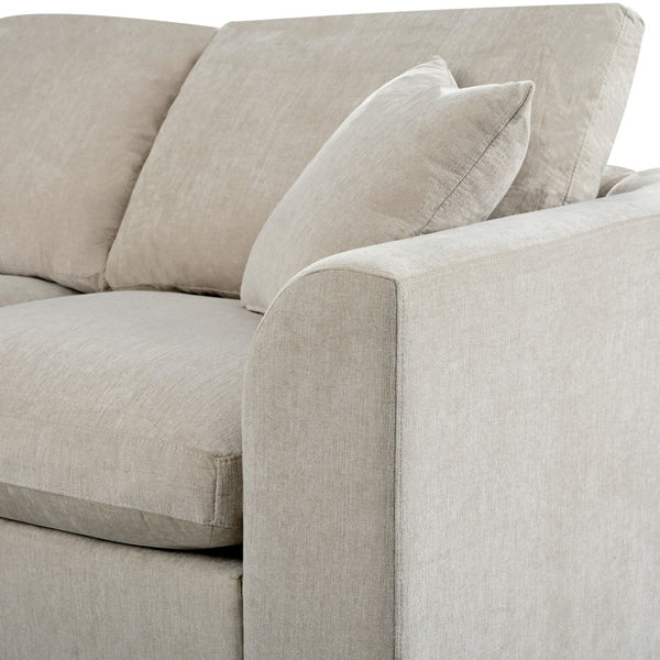 English Elm U_style Seven Seat Modular Sectional Chenille Sofa with Pine Frame and Movable Ottoman Beige WY000535AAA
