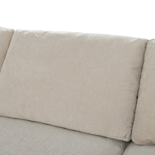 English Elm U_style Seven Seat Modular Sectional Chenille Sofa with Pine Frame and Movable Ottoman Beige WY000535AAA