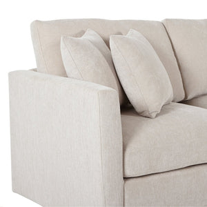 English Elm U_style Chenille Sectional Sofa Curved Chaise Pine Frame Living Room Comfort Seating Beige WY000536AAA