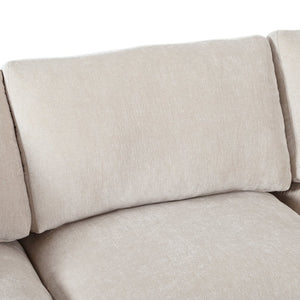 English Elm U_style Chenille Sectional Sofa Curved Chaise Pine Frame Living Room Comfort Seating Beige WY000536AAA