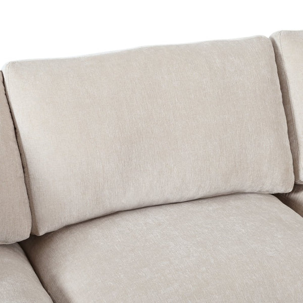 English Elm U_style Chenille Sectional Sofa Curved Chaise Pine Frame Living Room Comfort Seating Beige WY000536AAA