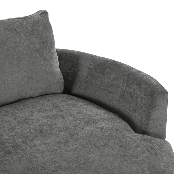 English Elm U_style Chenille Sectional Sofa Curved Chaise Pine Frame Living Room Comfort Seating Grey WY000536AAE