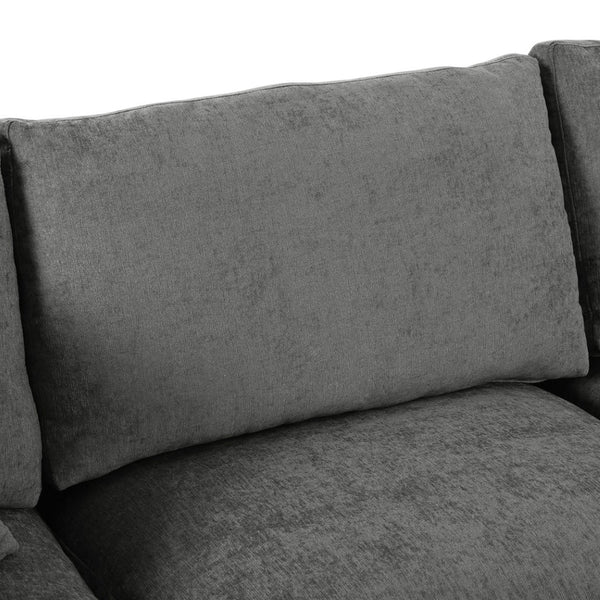 English Elm U_style Chenille Sectional Sofa Curved Chaise Pine Frame Living Room Comfort Seating Grey WY000536AAE