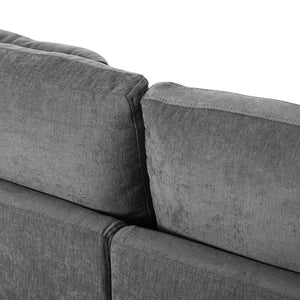 English Elm U_style Chenille Sectional Sofa Curved Chaise Pine Frame Living Room Comfort Seating Grey WY000536AAE