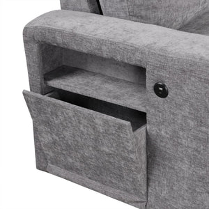 English Elm U_style Modular Chenille Sectional Sleeper Sofa with Storage and Usb Charging Ports Gray WY000538AAE
