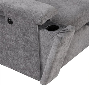 English Elm U_style Modular Chenille Sectional Sleeper Sofa with Storage and Usb Charging Ports Gray WY000538AAE