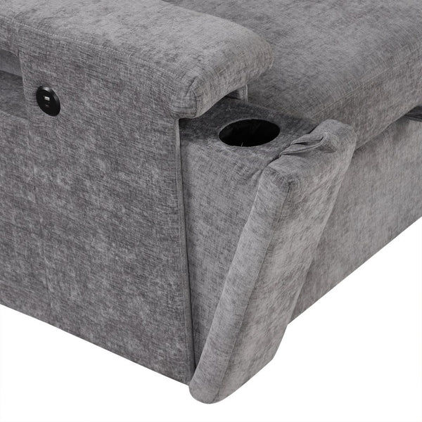 English Elm U_style Modular Chenille Sectional Sleeper Sofa with Storage and Usb Charging Ports Gray WY000538AAE