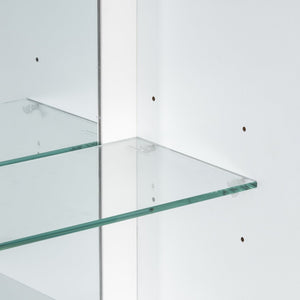 English Elm U_style Fluted Bar Cabinet with Led Lighting Stemware Rack and Mirror Interior Display White WY000539AAK