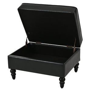 English Elm U-style Modular Pu Leather Sectional Sofa Tufted Back Rivet Armrests Storage Ottoman Black WY000540AAB