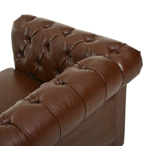 English Elm U-style Modular Pu Leather Sectional Sofa Tufted Back Rivet Armrests Storage Ottoman Brown WY000540AAD