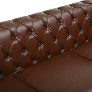 English Elm U-style Modular Pu Leather Sectional Sofa Tufted Back Rivet Armrests Storage Ottoman Brown WY000540AAD