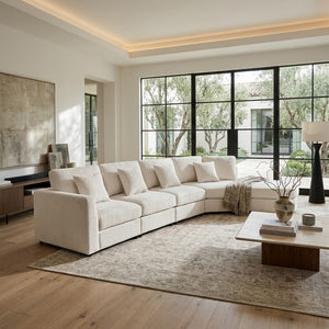 English Elm U_style Oversized Curved Chenille Sectional Sofa with Pinewood Frame for Open Living Spaces Beige WY000541AAA
