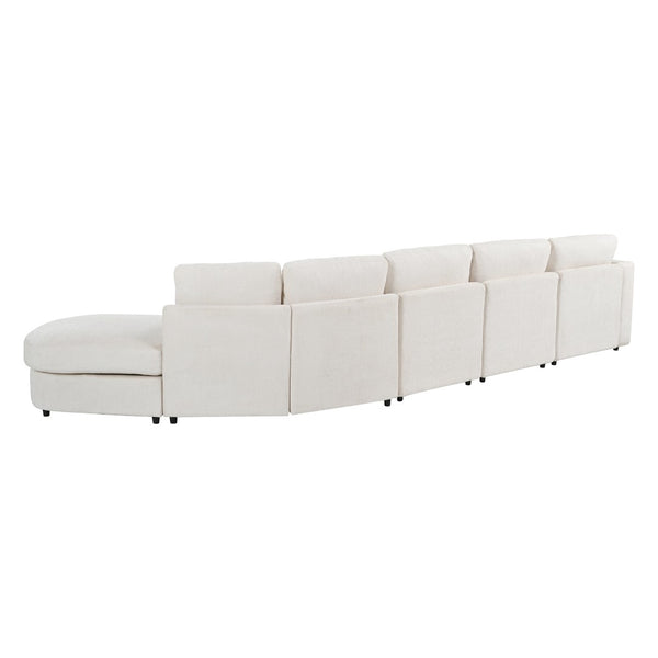 English Elm U_style Oversized Curved Chenille Sectional Sofa with Pinewood Frame for Open Living Spaces Beige WY000541AAA