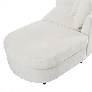 English Elm U_style Oversized Curved Chenille Sectional Sofa with Pinewood Frame for Open Living Spaces Beige WY000541AAA