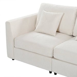 English Elm U_style Oversized Curved Chenille Sectional Sofa with Pinewood Frame for Open Living Spaces Beige WY000541AAA