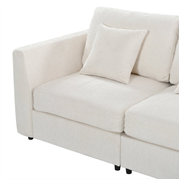 English Elm U_style Oversized Curved Chenille Sectional Sofa with Pinewood Frame for Open Living Spaces Beige WY000541AAA