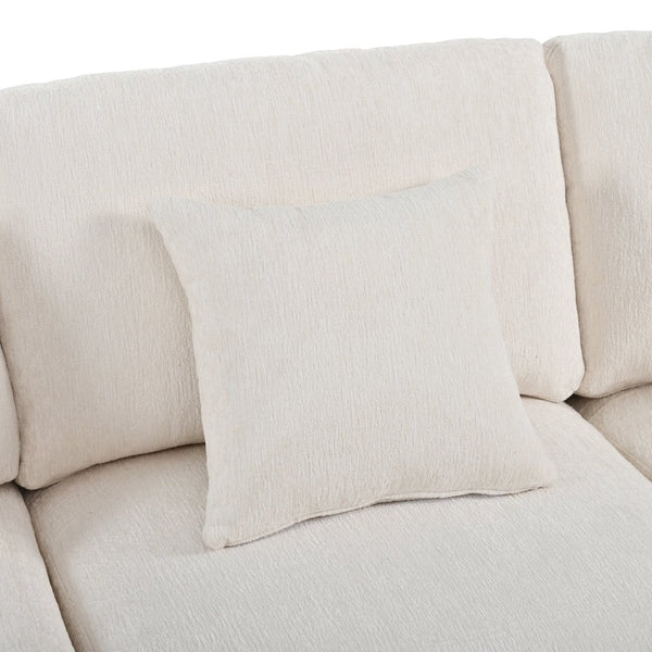 English Elm U_style Oversized Curved Chenille Sectional Sofa with Pinewood Frame for Open Living Spaces Beige WY000541AAA