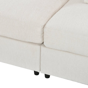 English Elm U_style Oversized Curved Chenille Sectional Sofa with Pinewood Frame for Open Living Spaces Beige WY000541AAA