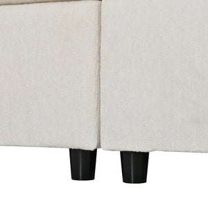 English Elm U_style Oversized Curved Chenille Sectional Sofa with Pinewood Frame for Open Living Spaces Beige WY000541AAA