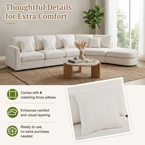 English Elm U_style Oversized Curved Chenille Sectional Sofa with Pinewood Frame for Open Living Spaces Beige WY000541AAA