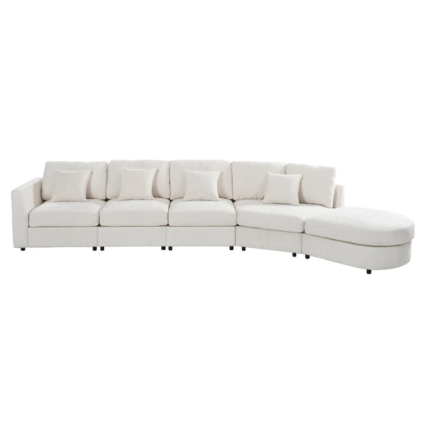 English Elm U_style Oversized Curved Chenille Sectional Sofa with Pinewood Frame for Open Living Spaces Beige WY000541AAA