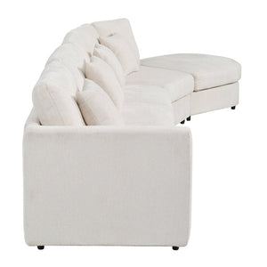 English Elm U_style Oversized Curved Chenille Sectional Sofa with Pinewood Frame for Open Living Spaces Beige WY000541AAA