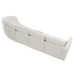 English Elm U_style Oversized Curved Chenille Sectional Sofa with Pinewood Frame for Open Living Spaces Beige WY000541AAA