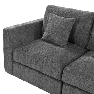 English Elm U_style Oversized Curved Chenille Sectional Sofa with Pinewood Frame for Open Living Spaces Grey WY000541AAE