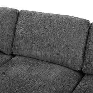 English Elm U_style Oversized Curved Chenille Sectional Sofa with Pinewood Frame for Open Living Spaces Grey WY000541AAE