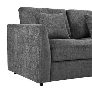 English Elm U_style Oversized Curved Chenille Sectional Sofa with Pinewood Frame for Open Living Spaces Grey WY000541AAE