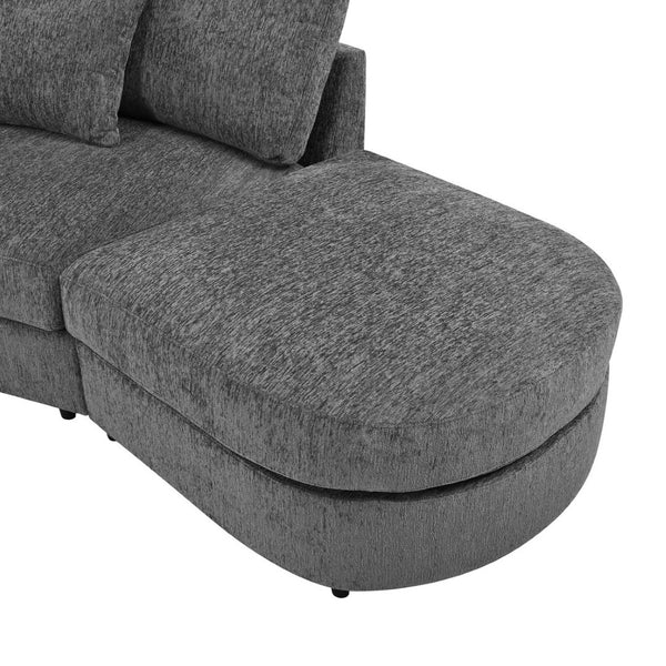 English Elm U_style Oversized Curved Chenille Sectional Sofa with Pinewood Frame for Open Living Spaces Grey WY000541AAE