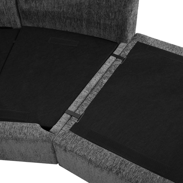 English Elm U_style Oversized Curved Chenille Sectional Sofa with Pinewood Frame for Open Living Spaces Grey WY000541AAE