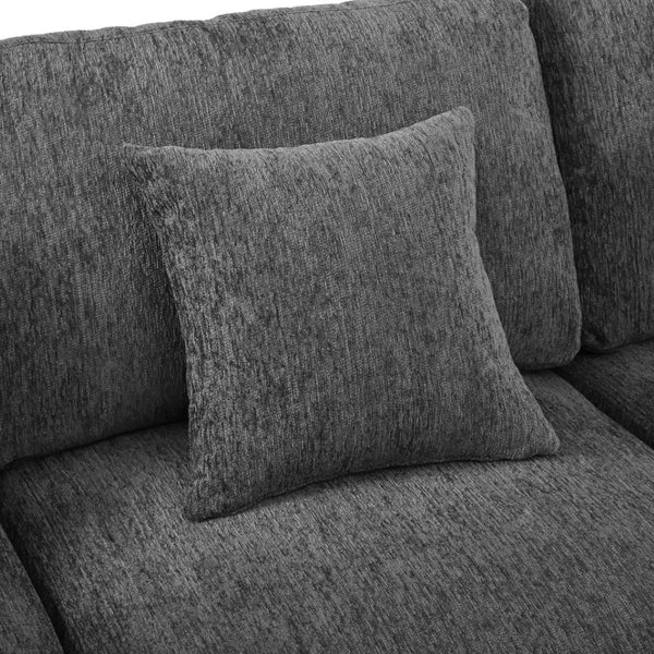 English Elm U_style Oversized Curved Chenille Sectional Sofa with Pinewood Frame for Open Living Spaces Grey WY000541AAE