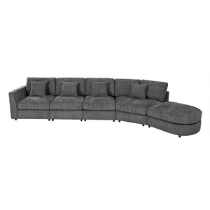 English Elm U_style Oversized Curved Chenille Sectional Sofa with Pinewood Frame for Open Living Spaces Grey WY000541AAE