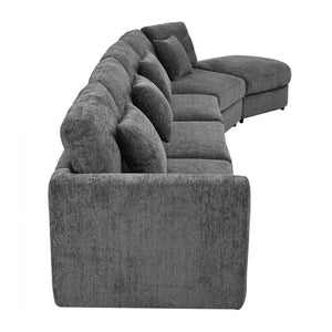 English Elm U_style Oversized Curved Chenille Sectional Sofa with Pinewood Frame for Open Living Spaces Grey WY000541AAE