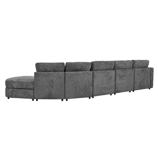 English Elm U_style Oversized Curved Chenille Sectional Sofa with Pinewood Frame for Open Living Spaces Grey WY000541AAE