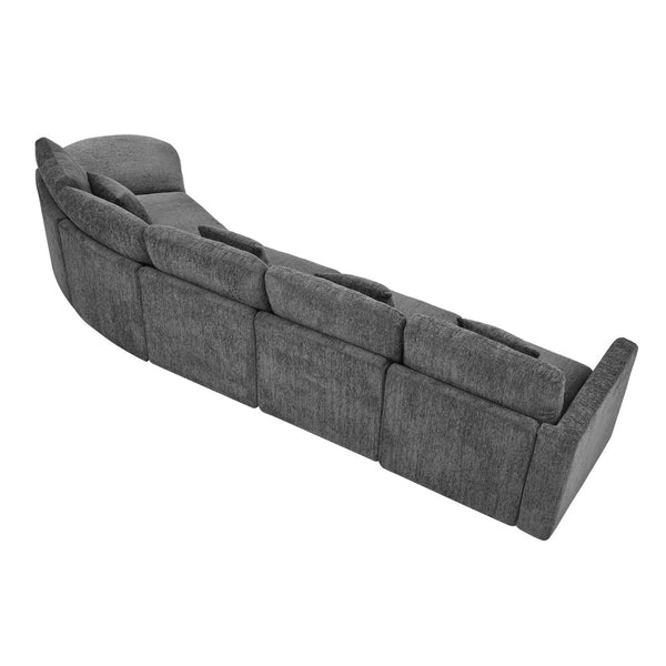 English Elm U_style Oversized Curved Chenille Sectional Sofa with Pinewood Frame for Open Living Spaces Grey WY000541AAE