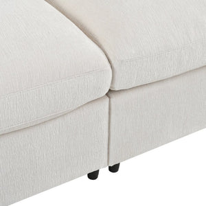 English Elm U-Style Chenille Loveseat Deep Seat Pine Frame Sofa for Living Room or Apartment Beige WY000542AAA