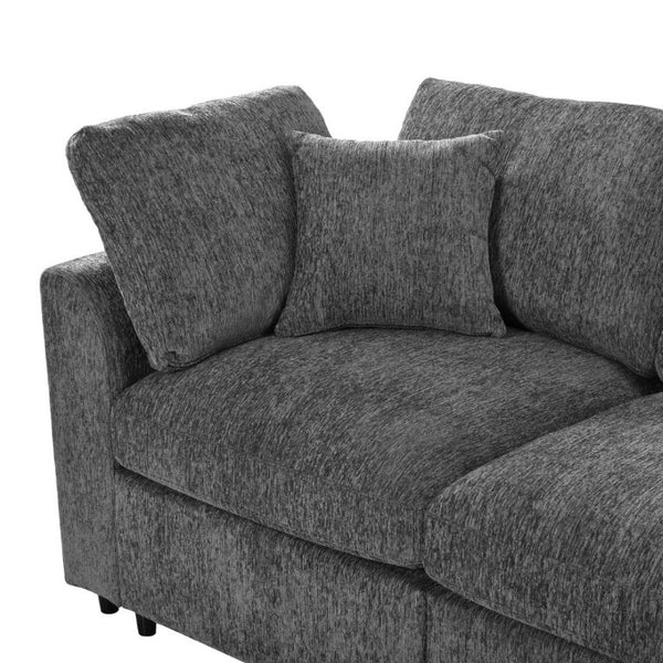 English Elm U-Style Chenille Loveseat Deep Seat Pine Frame Sofa for Living Room or Apartment Grey WY000542AAE