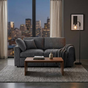 English Elm U-Style Chenille Loveseat Deep Seat Pine Frame Sofa for Living Room or Apartment Grey WY000542AAE