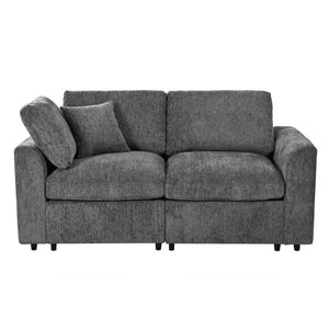 English Elm U-Style Chenille Loveseat Deep Seat Pine Frame Sofa for Living Room or Apartment Grey WY000542AAE